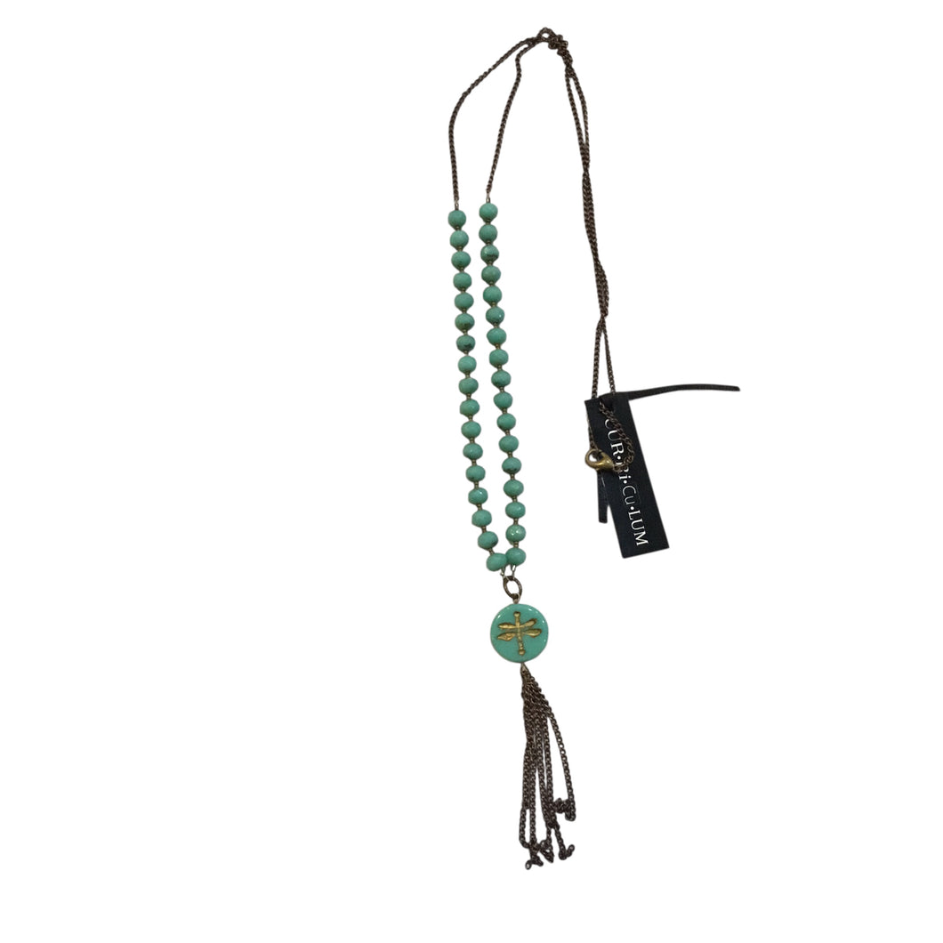 Aqua Dragonfly with Aqua Rondelle Czech Glass Necklace