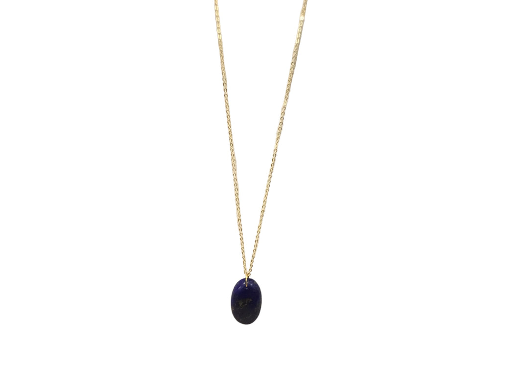 Lapis and Brass Midi Gemstone Pendant