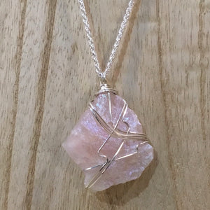 Large Rose Angel Aura Quartz Pendant