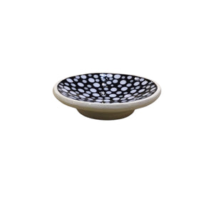 Small B&W Polka Dot Footed Bowl