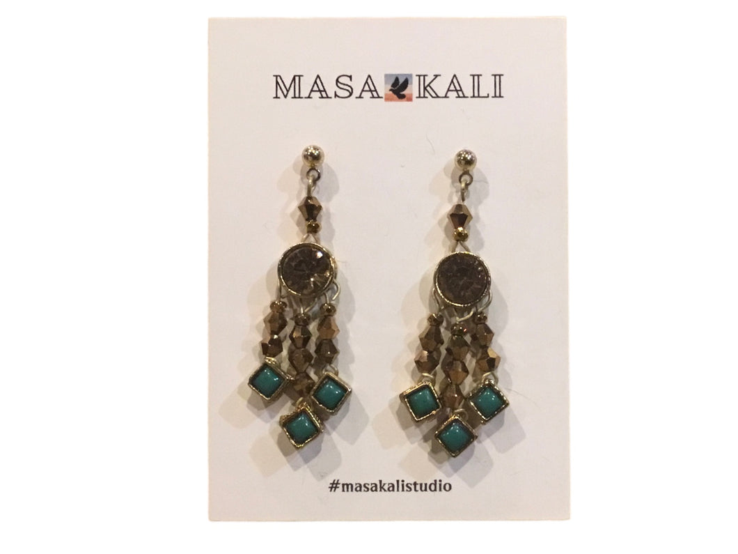 Amber/Turquoise Stone Stud Earrings