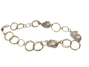Gold Chain w/ Large Baroque Pearl