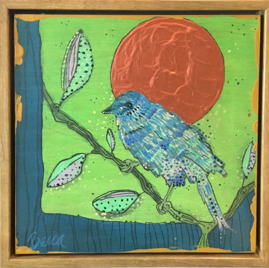 Indigo bunting copper moon/ Original