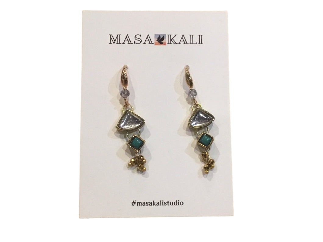 Gold Stone Dangle Earrings