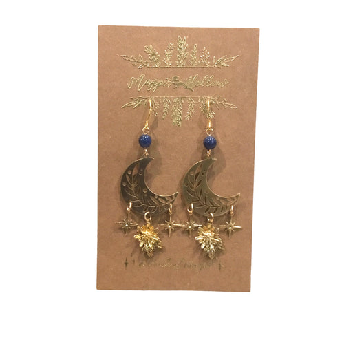Floral Moon Earrings