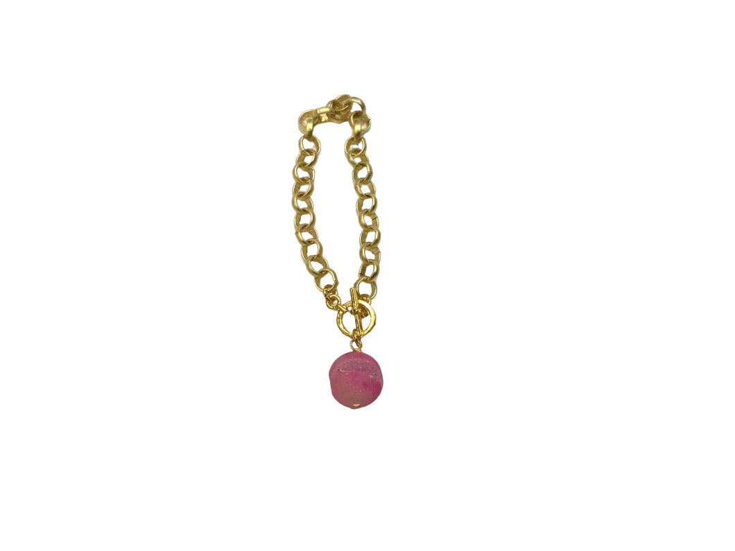 Gold Chain W/ Pink Stone