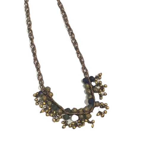 Bronze Blue & Gold Beaded Necklace