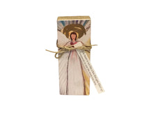 Small Wood Block Angel " The heart is not like a box.."
