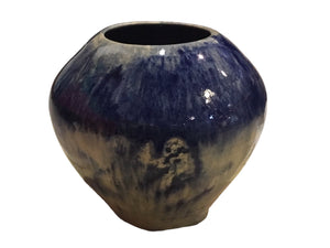 "Mango Blossom" Watercolor Vase (Cobalt & Cream)