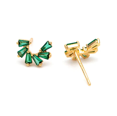 Green Sparkle Arc Studs