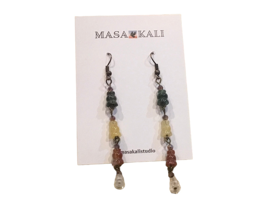 Long Multicolor Beaded Earrings