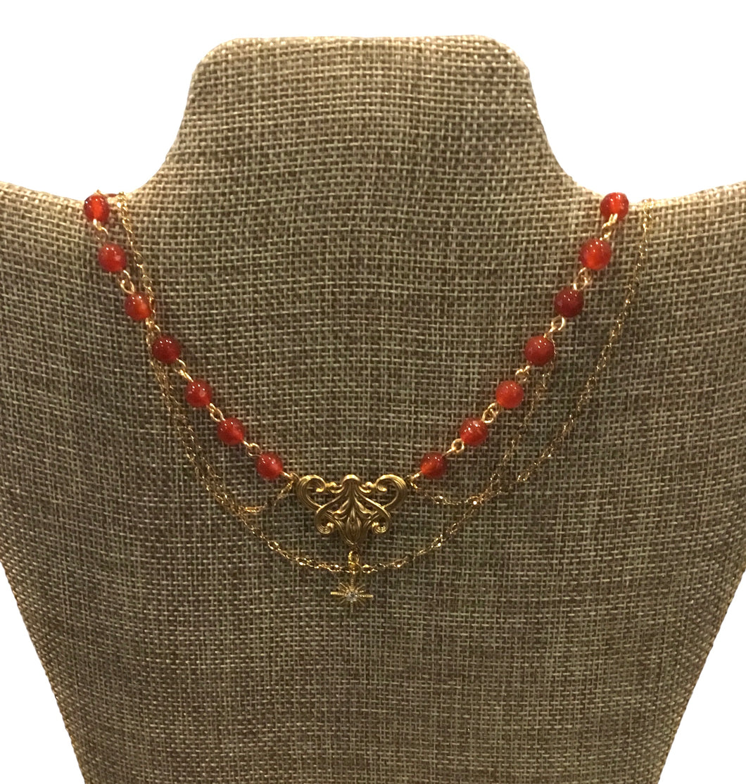 Fire Agate Star Necklace