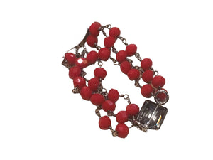 Red Crystal and Platinum Bracelet on Silver