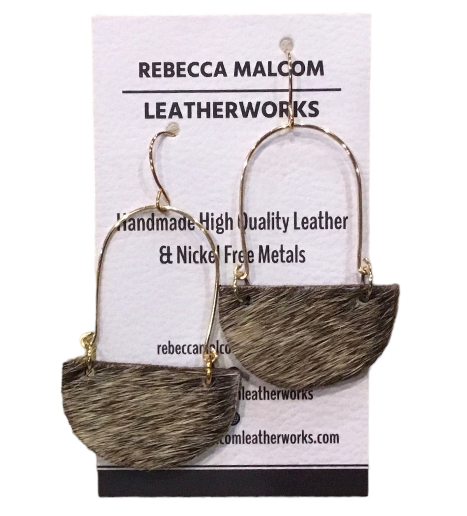 Cowhide Half Moon Earrings