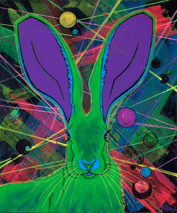 Green Hare, Gonna Stare - Matted Print