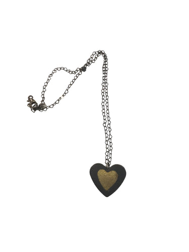 Heart Pendant, 24 kt Gold and Sterling Silver