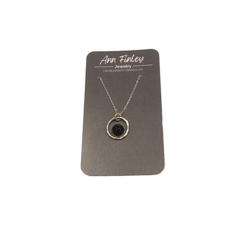 Black Onyx Pendant on Open Circle