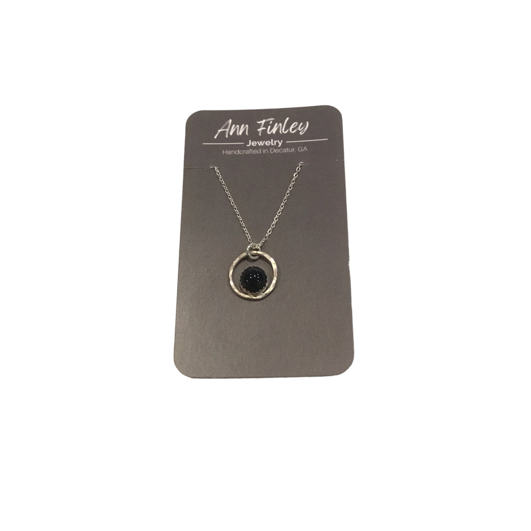 Black Onyx Pendant on Open Circle
