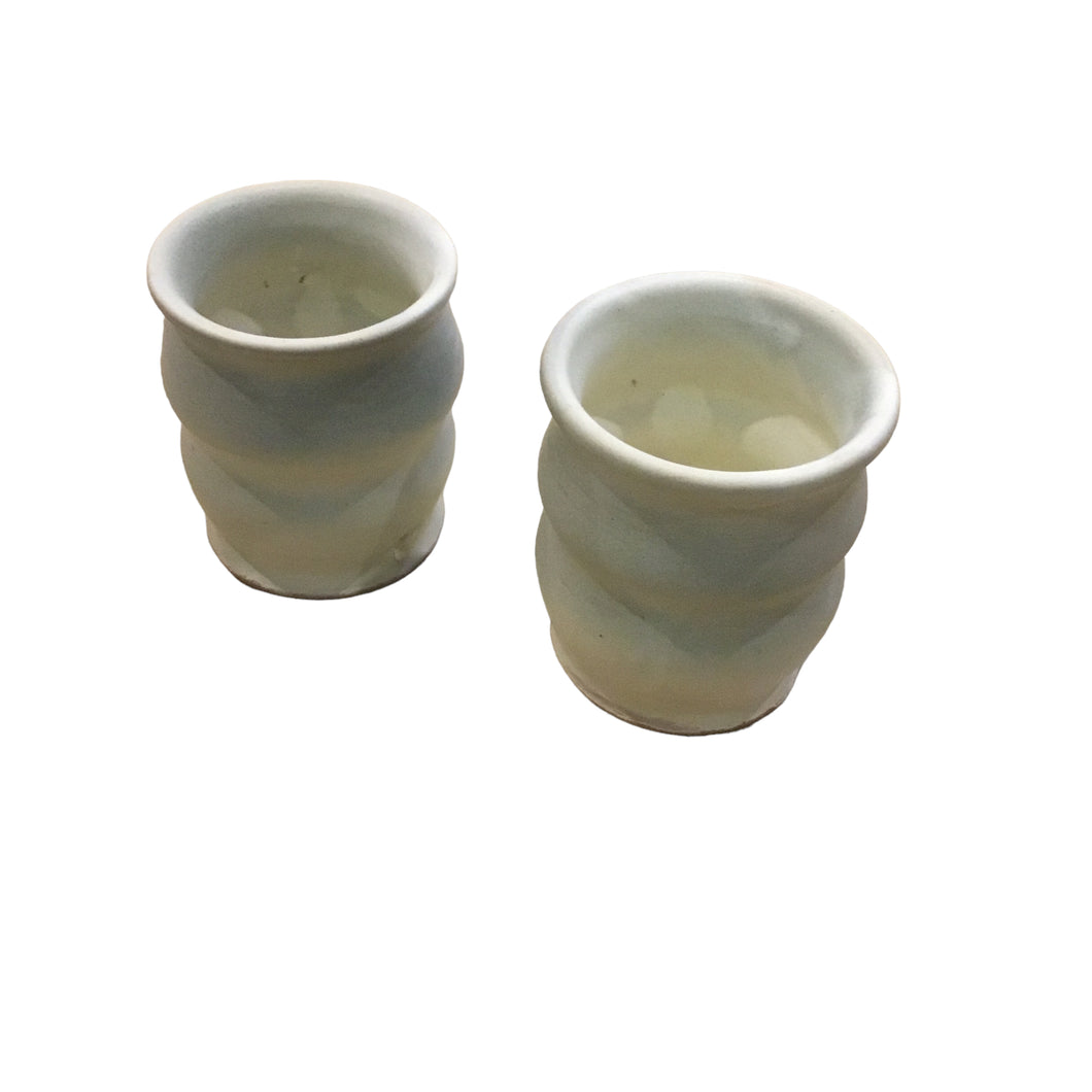 Georgia Clay Mugs with White and Blue Accents