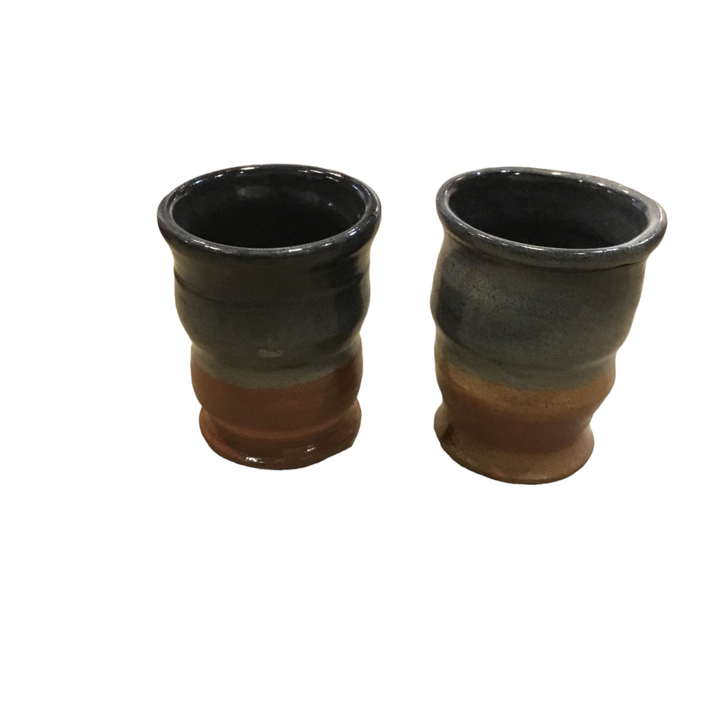 Georgia Clay Mugs with Blue and Brown Accents