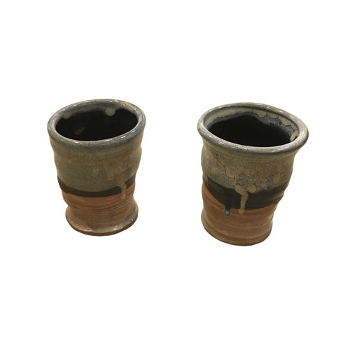 Georgia Clay Mugs with Gray and Brown Accents