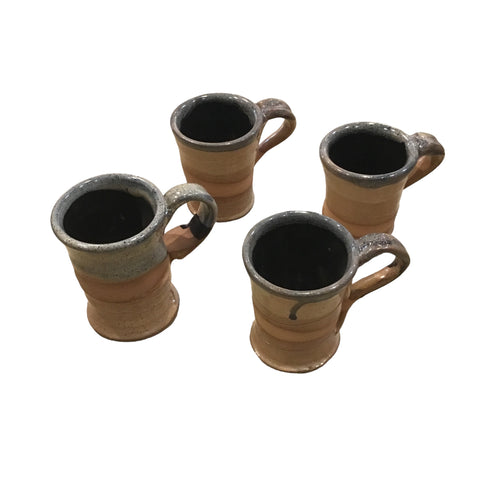 Georgia Clay Mugs with Blue and Brown Accents with Handle