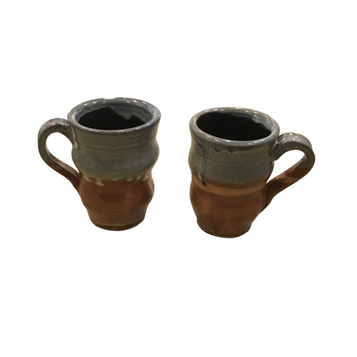 Georgia Clay Mugs with Gray and Brown Accents with Handle
