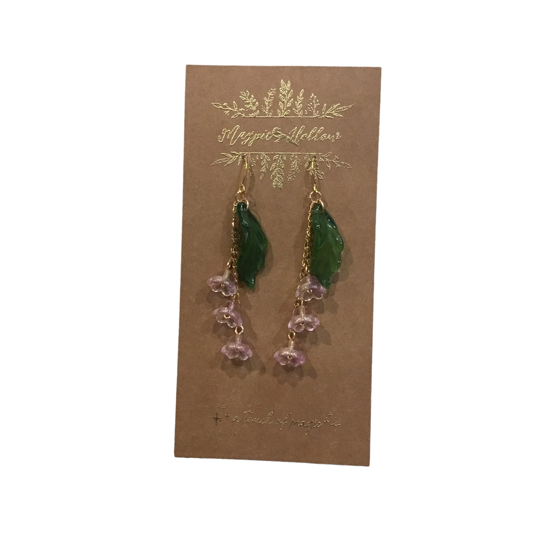 Bellflower and Leaf Earrings