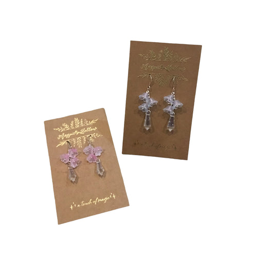 Glass Blossom and Crystal Point Earrings