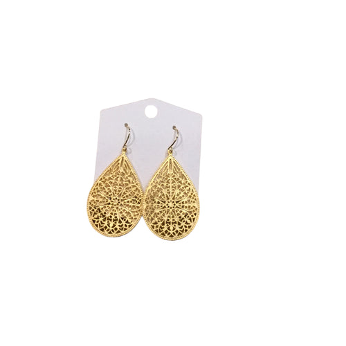 Gold Filigree Teardrop Earrings