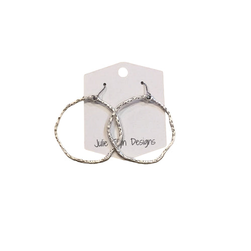 Large Silver Patina Hoop Earrings