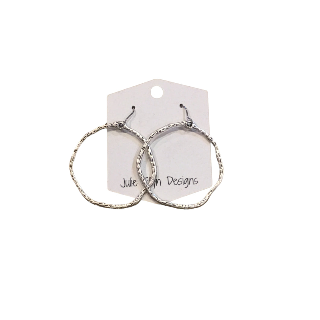 Large Silver Patina Hoop Earrings