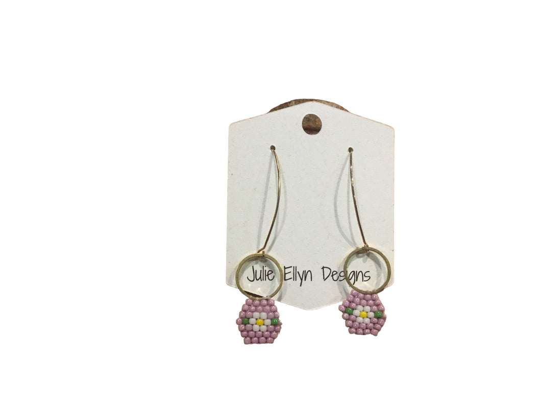 Beaded Floral Dangle Earrings