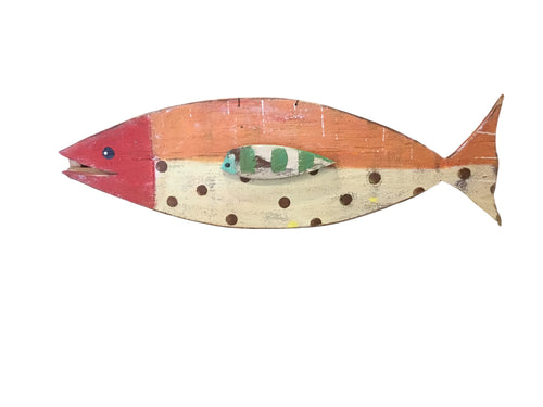 Red/Orange/Cream Wood Fish