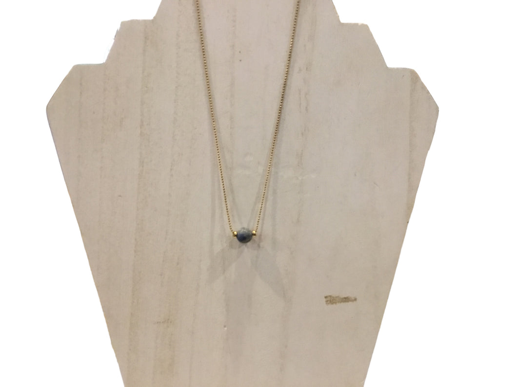 Brass and Lapis Mini Gemstone Pendant