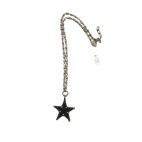 Glass Black Star Pendant Necklace