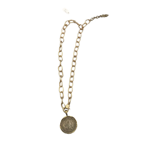 Lady Liberty Coin with Matte Gold Chain Necklace
