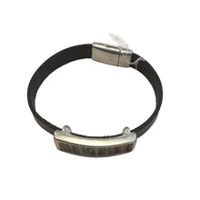 Brown Leather Bracelet with Metallic Insert