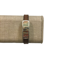 Brown Leather Bracelet with Metallic Insert