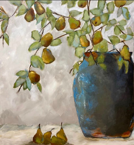 Pear Branches in Blue Vase