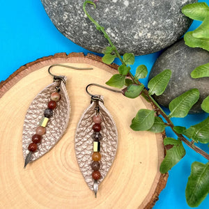 Beige Petal Earrings with Assorted Stones