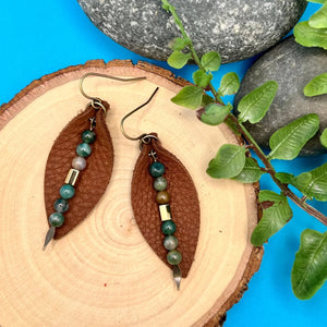 Brown Petal Earrinsg with Fancy Jasper