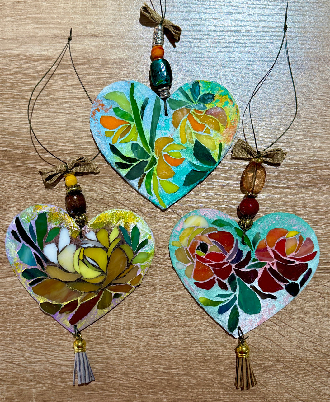 Heart Ornament--Yellow & Brown, Purple Background