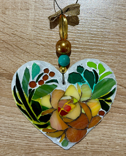 Brown Rose Heart Ornament