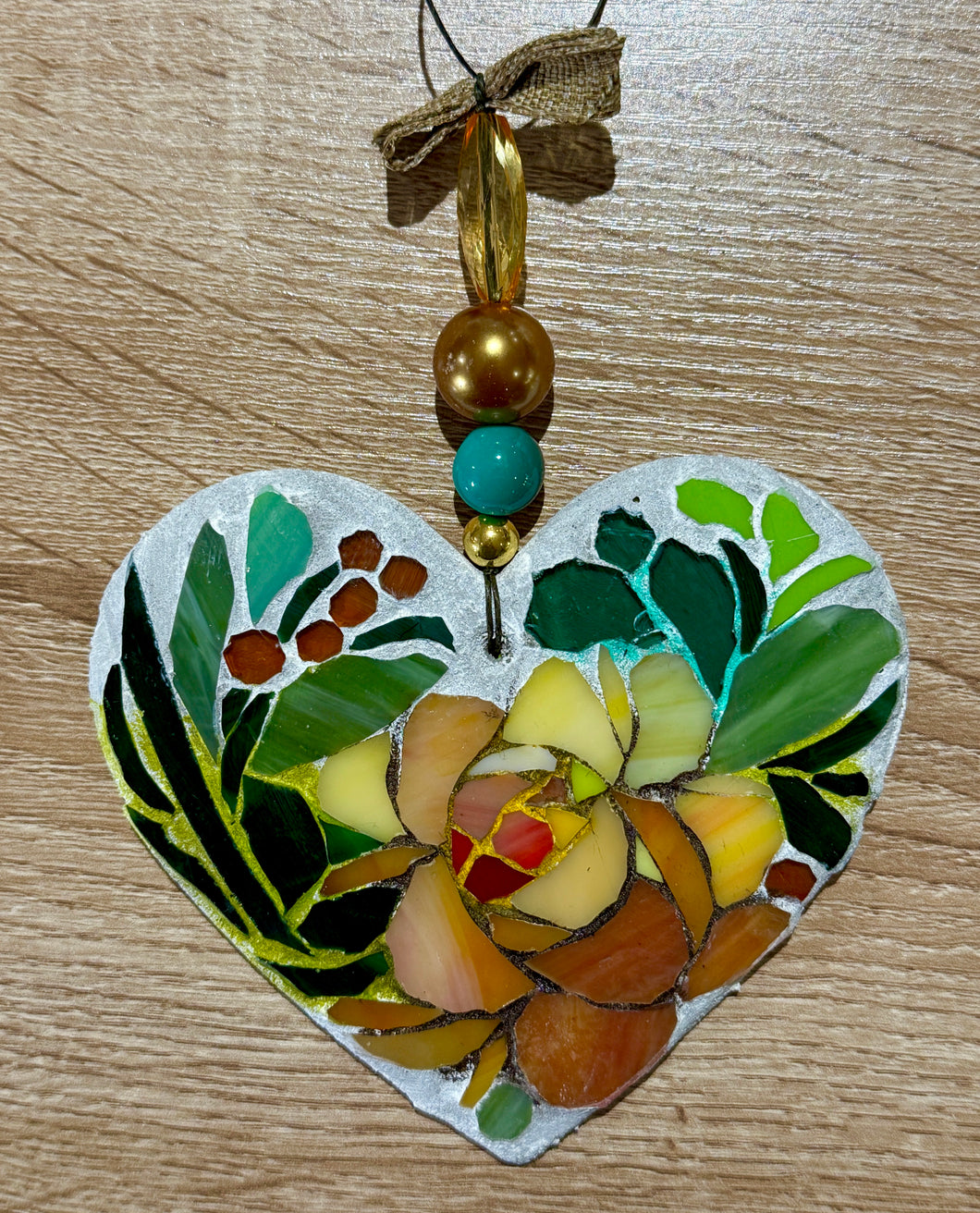 Brown Rose Heart Ornament