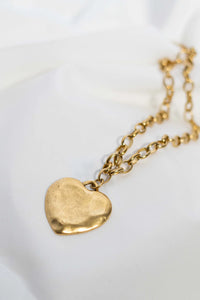 Large Gold Heart Necklace 16"