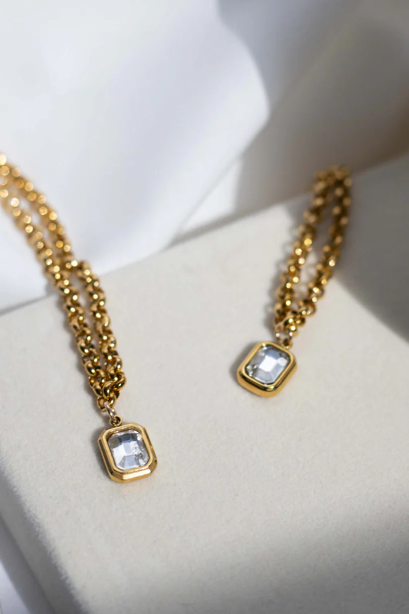 Gold Crystal Gem Necklace 16