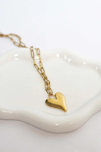 Gold Bold Lock + Heart Necklace 16