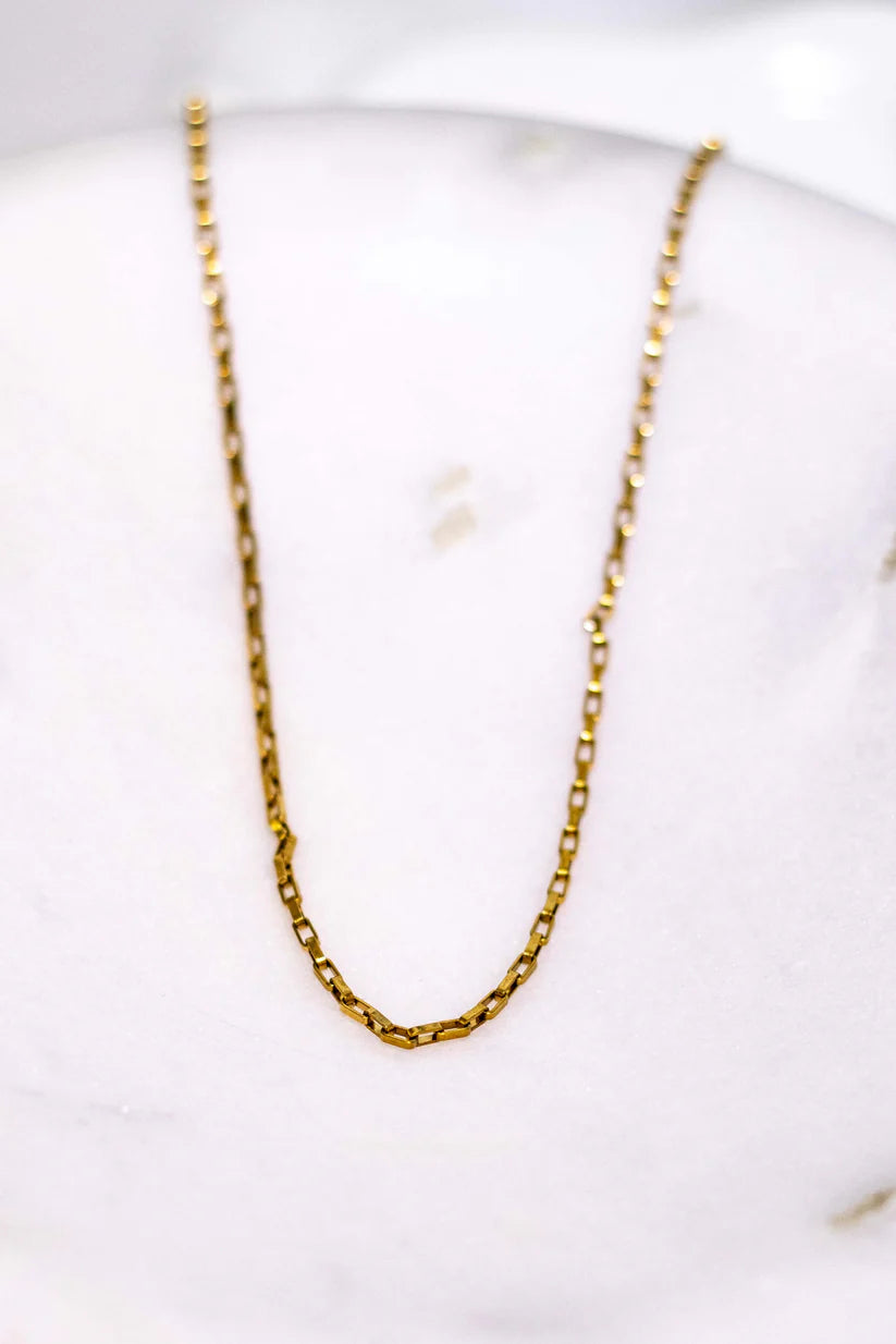Gold Box Chain Necklace 16