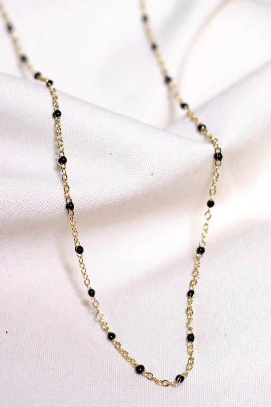Black Enamel Necklace - 16